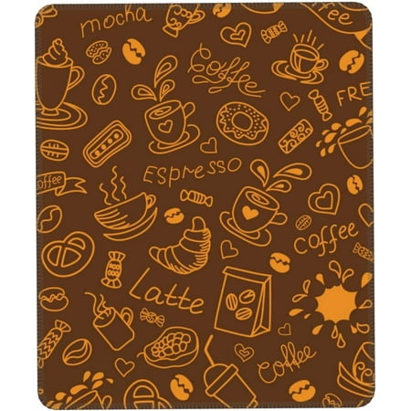 Mouse Pad Computer Gaming Mouse Pads with Coffee Doodle Design Non-Slip Rubber Base Thick Mouse Mat for Computers Desktops PC Laptop 9.5x7.9 Inch