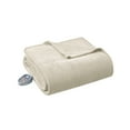thumbnail image 3 of Beautyrest Polyester Knitted Micro Fleece Solid Textured Heated Blanket in Beige, 3 of 12