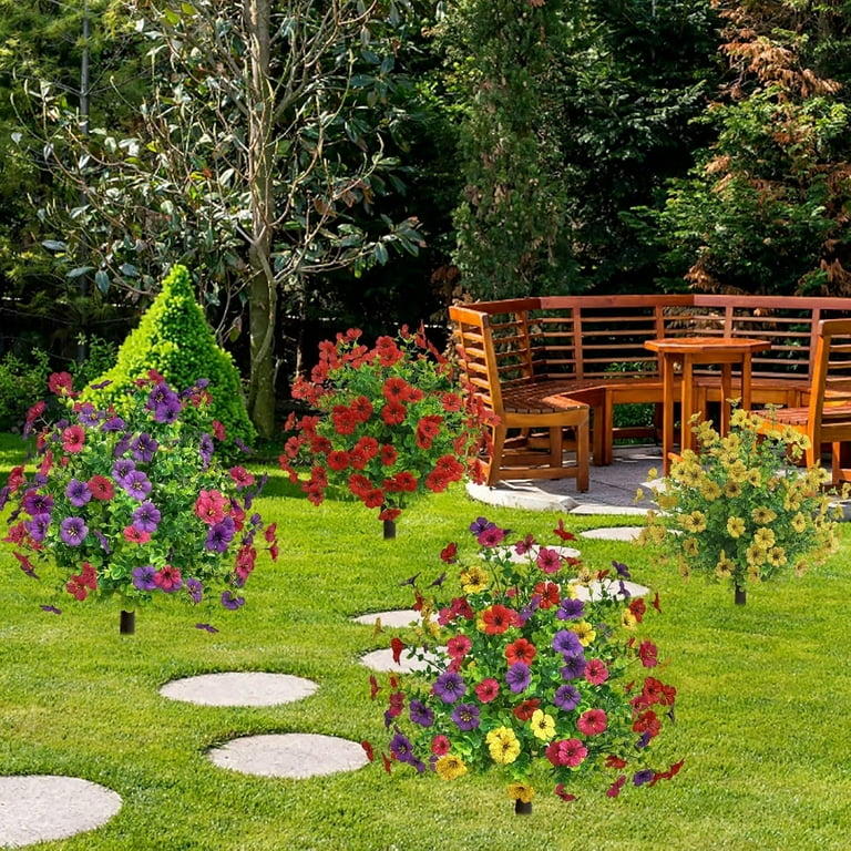 24 Inch Artificial Flower Tress Outdoor Decor - Multi-Color Garden