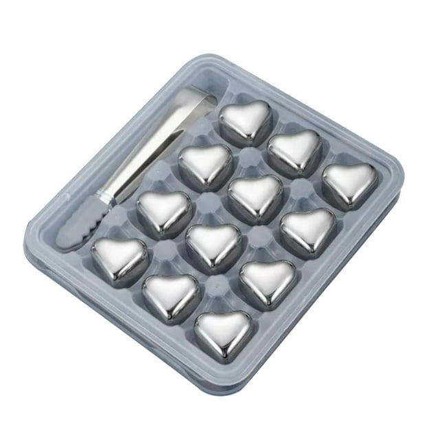 ERK 1Pcs Plateaux Réutilisables en Acier Inoxydable en Forme de Cœur Pierres à Whisky pour et Pierres de Boisson Parfaites Glaçons Uniques pour Alcool 1ml