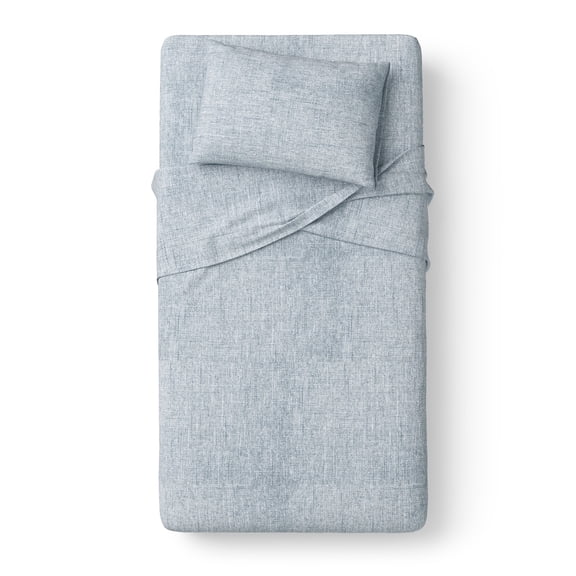 Mainstays Kids 100% Cotton Percale Bed Sheet Set, Twin, Blue, 3 Pieces
