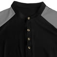 thumbnail image 4 of HomeDM Men's Henley Button Down Shirts, Color Block Short Sleeve Casual Basic Tee Summer Lightweight T Shirts, Black, 4 of 7