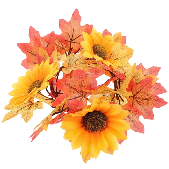 LEORX Multi Color Fall Candle Rings with Silk Cloth and PE Plastic for Home Decor Door Hanging Lightweight 7 Inch
