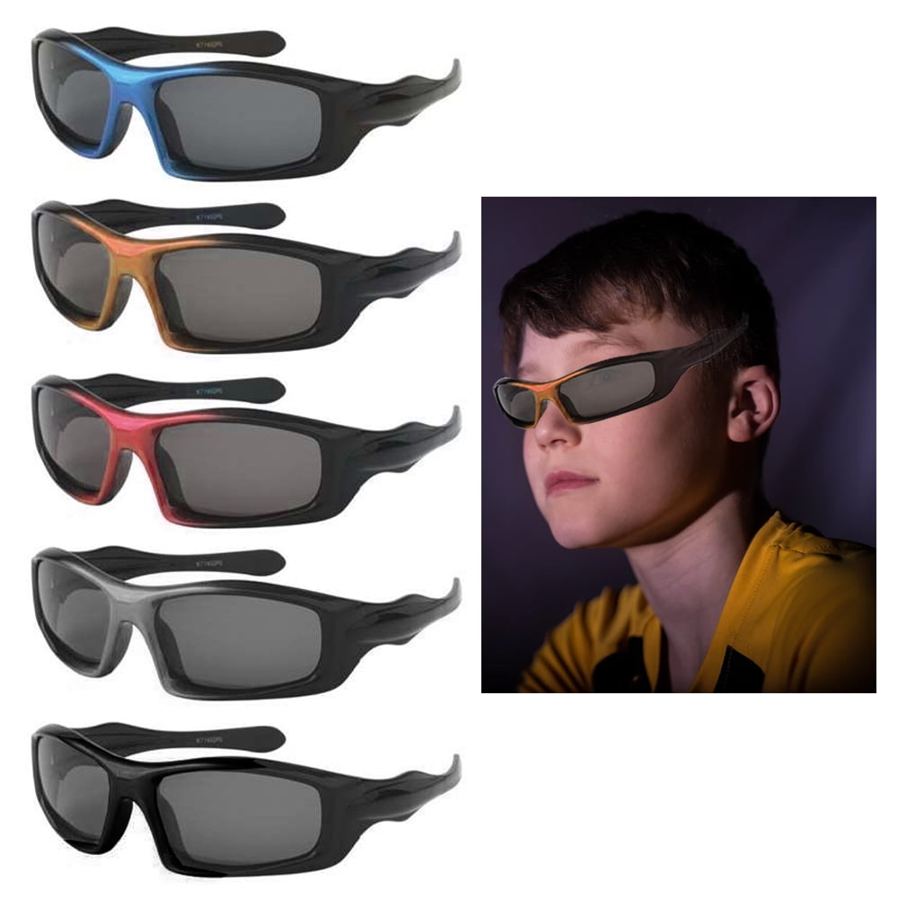 Kids Girls Boys Active Wrap Rectangular High Quality Lead Free Sunglasses UF400 