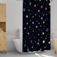 thumbnail image 3 of Black Stars Shower Curtain 72x72, Waterproof Washable Polyester Bathroom Curtain, Cosmic Star Bath Curtain with 12 Plastic C Hooks, Machine Washable Fabric Bath Curtain for Bathroom Decor, 3 of 5