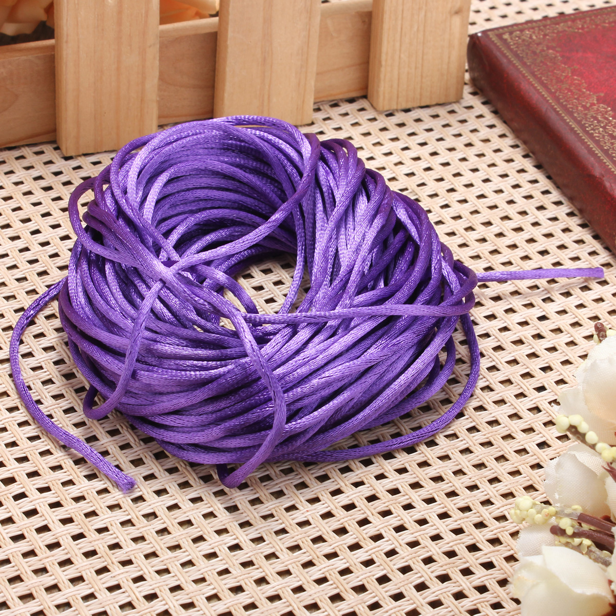 20m Chinese Knot Satin Nylon Braided Cord rame Beading Rattail Cords