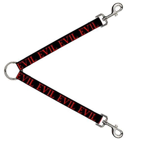 Buckle-Down Leash Splitter - Flaming EVIL Black Red - 1" Wide - 30" Length