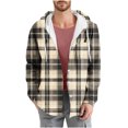 thumbnail image 3 of Casual Mens Jacket Plaid Check Print Pocket Long Sleeved Button Hooded Fall And Winter Coats 2025, 3 of 6