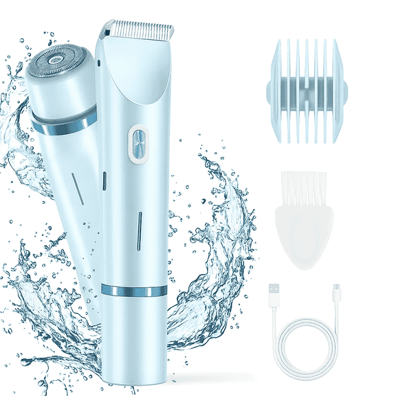 Bikini Trimmer for Women, Electric Razors for Women, 2 in 1Body Shaver, Electric Bikini Shaver for Legs Body Hair Wet and Dry Use, Facial Hair Removal for Women Easy Cleaning, IPX7 Waterproof