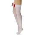 thumbnail image 2 of Jinsinto Chaussettes en Satin Halloween pour Femme Blanc Rouge, Taille Unique, 2 of 5