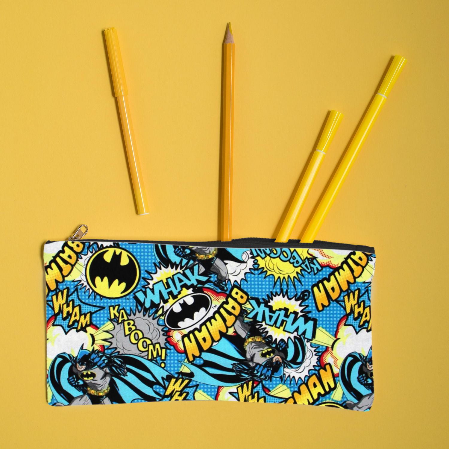 Fabric Creations Blue Dots with Batman Action Cotton Fabric by the Metre