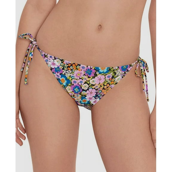 Salt   Cove Women's Black Flower Burst Side-Tie Bikini Bottom Swimwear Size XL