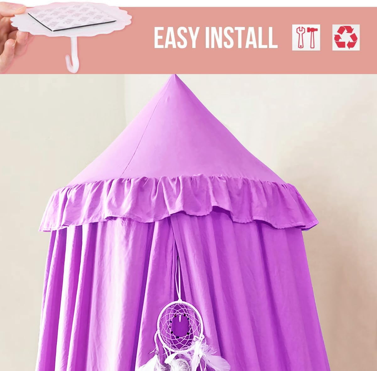 Decor For Bed  Soft Smooth Playing Tent Room Decoration Princess Castle Dreamy Mosquito Net Bedding Reading Nook Canopies In Home (purple)