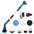 thumbnail image 1 of Zootealy Adjustable Lithium Battery Powered Cleaning Brush Set with 8 Interchangeable Heads, 45° Rotation, 61~121cm Extendable, US Plug, 21V, 2000mAh, Waterproof, Blue, 1 of 6