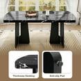 thumbnail image 6 of Euroco 6 Piece Dining Table Set for 6, 63" Modern Faux Marble Kitchen Table & 4 Upholstered Chairs Set with Solid Wood Frame and 1 Bench,Suitable for Dining Room,Home,Beige+Black, 6 of 10