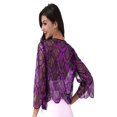 thumbnail image 2 of YEAHDOR Womens Hollow Lace Cardigan Long Sleeve Sequins Bolero Shrug Casual Shawl Rose Red One Size, 2 of 5