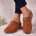 thumbnail image 3 of Wedge Suede Clogs for Women Retro Closed Toe Mules Comfortable Dress Slides Soft Soled Backless Platform Sandals Brown Size 9, 3 of 7