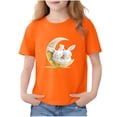 thumbnail image 2 of Spazoro Girls T-Shirts Tee, Cute Print 100%Cotton Short Sleeve Crew Neck Casual Tops for Kids Orange Size 2, 2 of 6