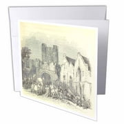 3dRose Vintage Castle Gates Historical Medieval Fairy Tale - Greeting Card, 6 by 6-inch