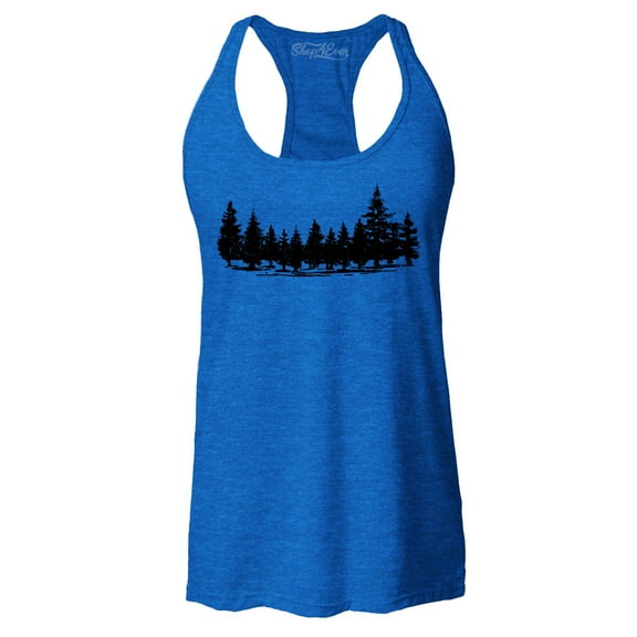 Shop4Ever Women's Forest Trees Nature Mountains Wildlife Racerback Tank Top XX-Large Royal Blue