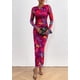 thumbnail image 4 of Vestido PRETTYGARDEN Maxi de Manga Larga con Estampado Floral en Azul Marino y Rojo, 4 of 8