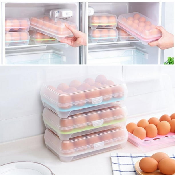 Egg Holder for Refrigerator, 15 Egg Tray, Deviled Egg Containers Large