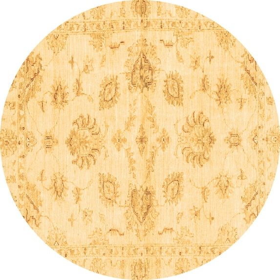 Ahgly Company Indoor Round Oriental Brown Traditional Area Rugs, 8' Round