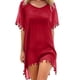 thumbnail image 1 of Ropa de playa para mujer, vestido de gasa con borlas, traje de baño, top a prueba de sol, rojo seitruly AP002175-09, 1 of 5