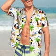 thumbnail image 5 of Lsque Penguins On The Beach pattern Hawaiian Shirt for Men, Unisex Summer Beach Casual Short Sleeve Button Down Shirts-3X-Large, 5 of 9