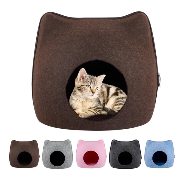 Casa acogedora para gatos en forma de felino (color café) - Ideal para mascotas de hasta 7 kg
Refugio moderno de fieltro con cojín térmico - Diseño con cremallera para fácil lavado
Cueva estilo