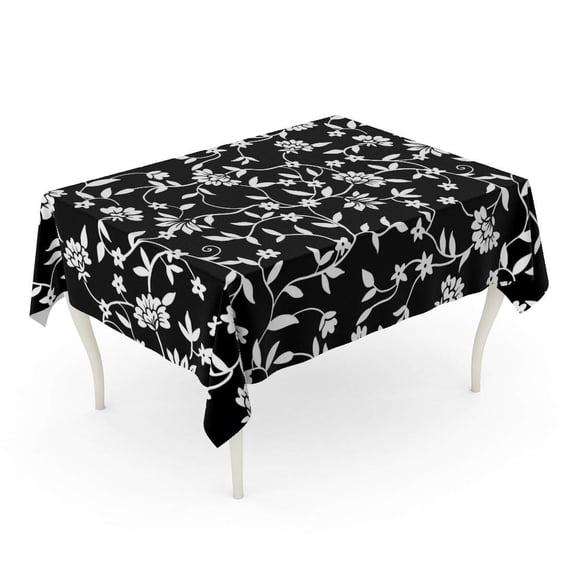 LADDKE Pattern Tiny Flowers Black and White Liberty Floral Ditsy Tablecloth Table Desk Cover Home Party Decor 60x104 inch