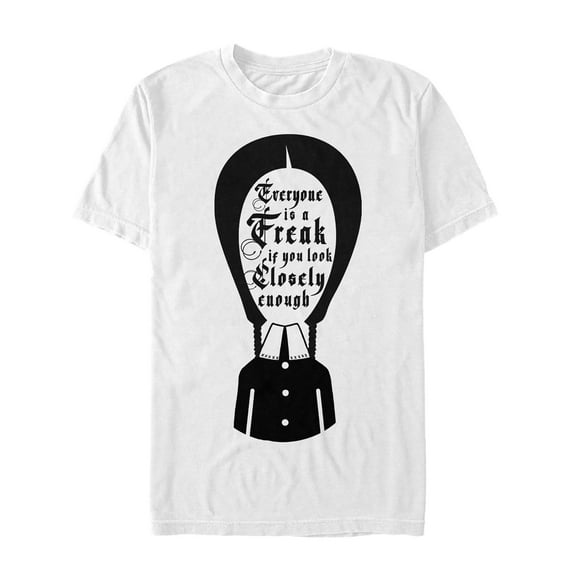 Men's Addams Family Wednesday Everyone Is a Freak Graphic Tee White Large