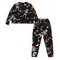 thumbnail image 3 of DISNIMO Pajamas for Women Set Skull Spider Web Printed Soft Sleepwear Crew Neck Pullover Top with Long Pants Casual Fashion Nightwear, Available in Plus Size, XL, 3 of 7