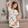 thumbnail image 3 of Fotbe Colorful Crabs Bata de Dormir para Mujer con Estampado, Camisón de Algodón de Manga Corta, Ropa de Dormir Casual, 3 of 6
