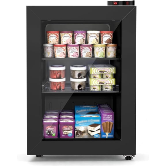 WAA 2.2 Cu.ft Mini Freezer Glass Display Door,7-Level Temp Control,-10°F to -18°F Deep Freeze