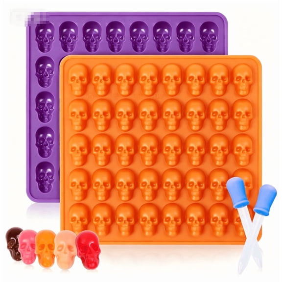 CAKETIME Skull Gummy Molds Halloween Chocolate Mold Silicone with Droppers