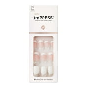 KISS imPRESS Press-on Manicure, White, Petite Square, 'Mini Me', 33 Ct.