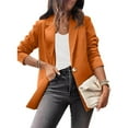 thumbnail image 2 of vigerkar Blazers for Women 2025 Open Front Long Sleeve Work Office Jackets Solid Long Blazer Suit Button Lightweight Top Orange, 3XL, 2 of 5