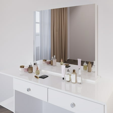 Boahaus Alana Vanity Mirror with Shelf, Wall Mount or Tabletop, White