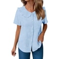 thumbnail image 5 of SAFUNY Women's Button Down Shirt Button Closure Short Sleeve Casual High Quality Material For Lasting Wear Light Blue L, 5 of 6