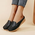 thumbnail image 3 of Womens Wedge Mules Slip on Penny Loafers Fashion Casual Leather Backless Hands Free Walking Shoes, 3 of 6