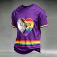 thumbnail image 3 of Mens Love Is Love Rainbow Heart Pride Graphic T-Shirt Short Sleeve Casual Shirt for Equality Events Everyday Street Wear, 3 of 5