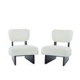 thumbnail image 2 of Leumius Set of 2 Modern Lounge Chair with Polyester Upholstery, Sturdy Wood Base With Walnut Finish, Minimalist and Stylish Accent Seating for Living Room Bedroom Office Beige+Black, 2 of 9