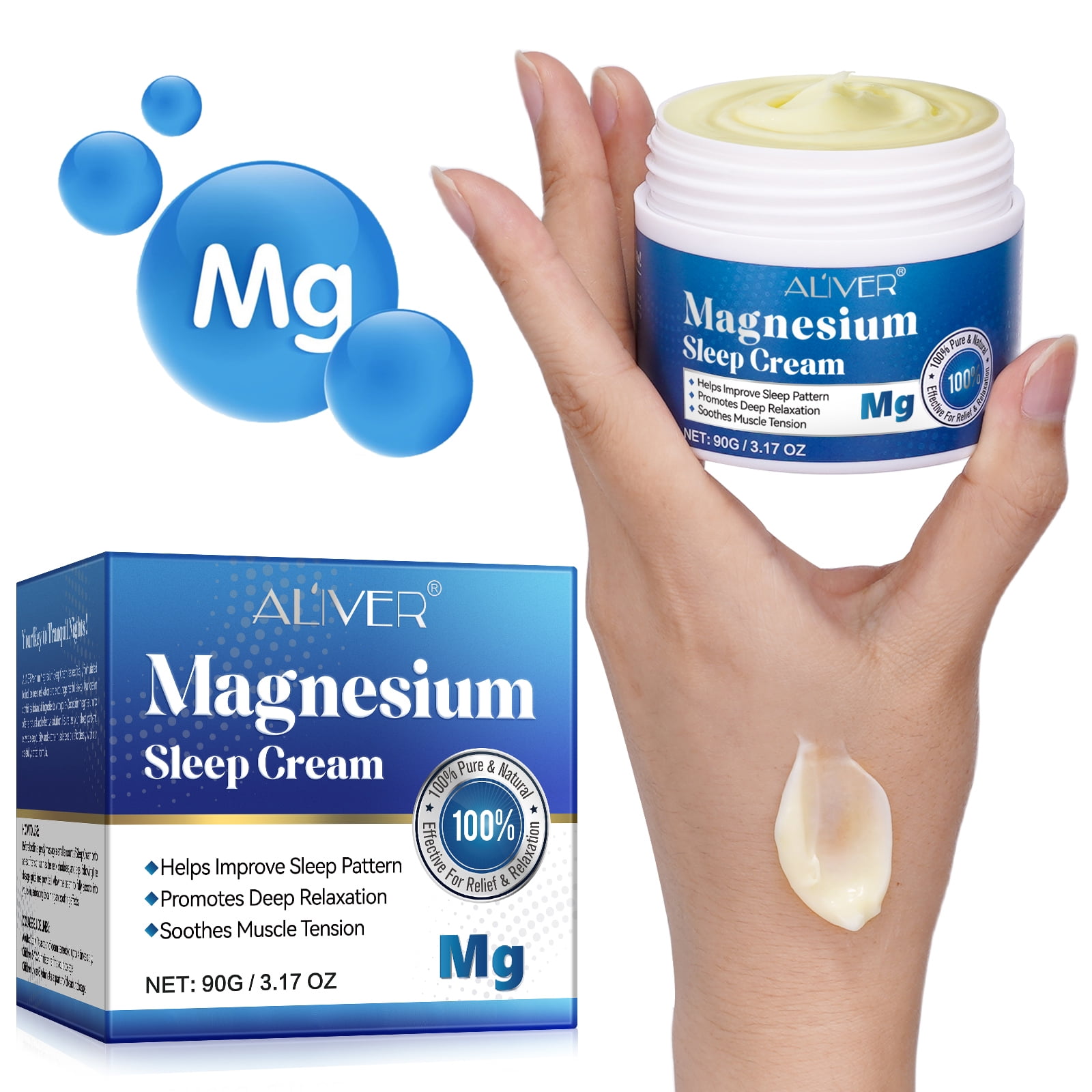 Aliver Premium Magnesium Sleep Cream,Premium Magnesium Lotion for Promote Deep Relaxation & Soothes Muscle Tension,3.17oz