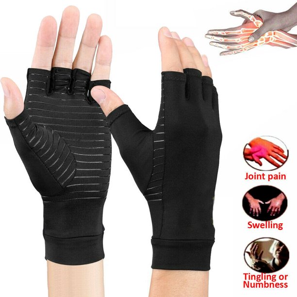 Summer Sales 3 Pair Copper Compression Half Finger Arthritis Gloves for
