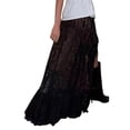 thumbnail image 3 of Women Floral Lace Maxi Skirts Sheer See Through Long Skirt Casual A Line Cover Up Beach Skirts Black S, 3 of 9