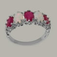 thumbnail image 3 of LBG British Made 18k White Gold Natural Ruby & Opal Womens Eternity Ring - 33 size options - Size 10.25, 3 of 8