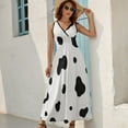 thumbnail image 5 of Cow Pattern Womens Night Club Maxi Dress V Neck Sleeveless Bohemia Long Dresses, 5 of 9