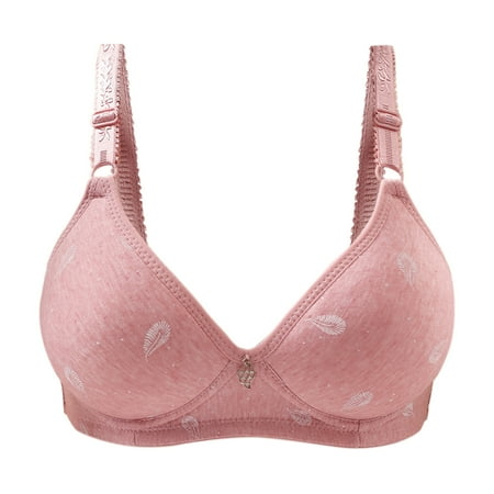 Audhol Women s Minimizer Bras Laceless Ring Comfortable Breathability Underwear Large Size Brater Buckle Female Bra Deep V Neck Vest Bralette Wireless Seamless Bra Plus Size Bras for Women Pink 36