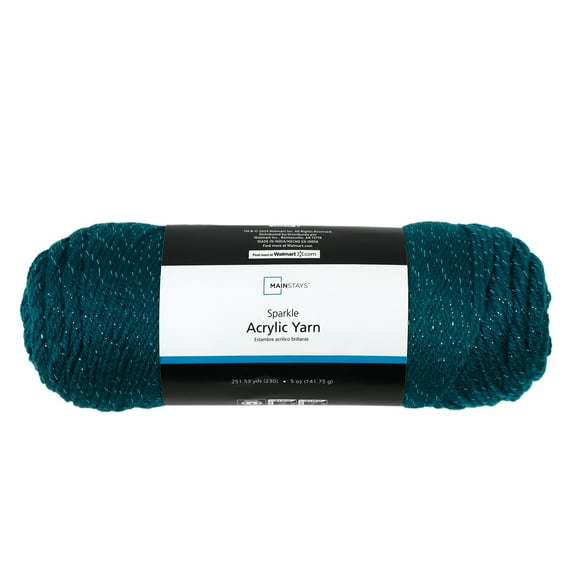 Mainstays Sparkle Acrylic Yarn, 5oz, Teal